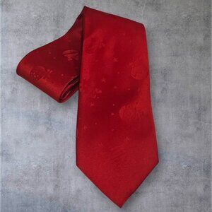 Men’s Red Christmas Holiday Tie Subtle Ornament Jacquard Pattern